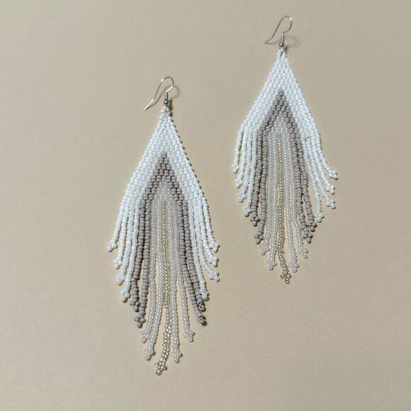 Boho beaded tassel drop earrings - Picture 1 of 3
